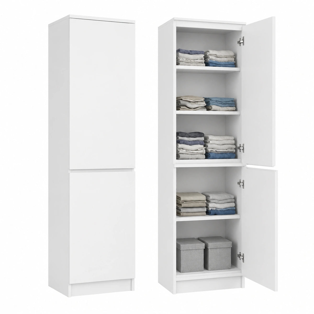 Neltrava 50 cm wooden wardrobe with multiple doors, suitable for bedroom, children's room, or youth room storage.
