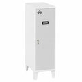 Gray metal storage cabinet by neltrava, ideal for home organization and workshop storage, with multiple compartments.
