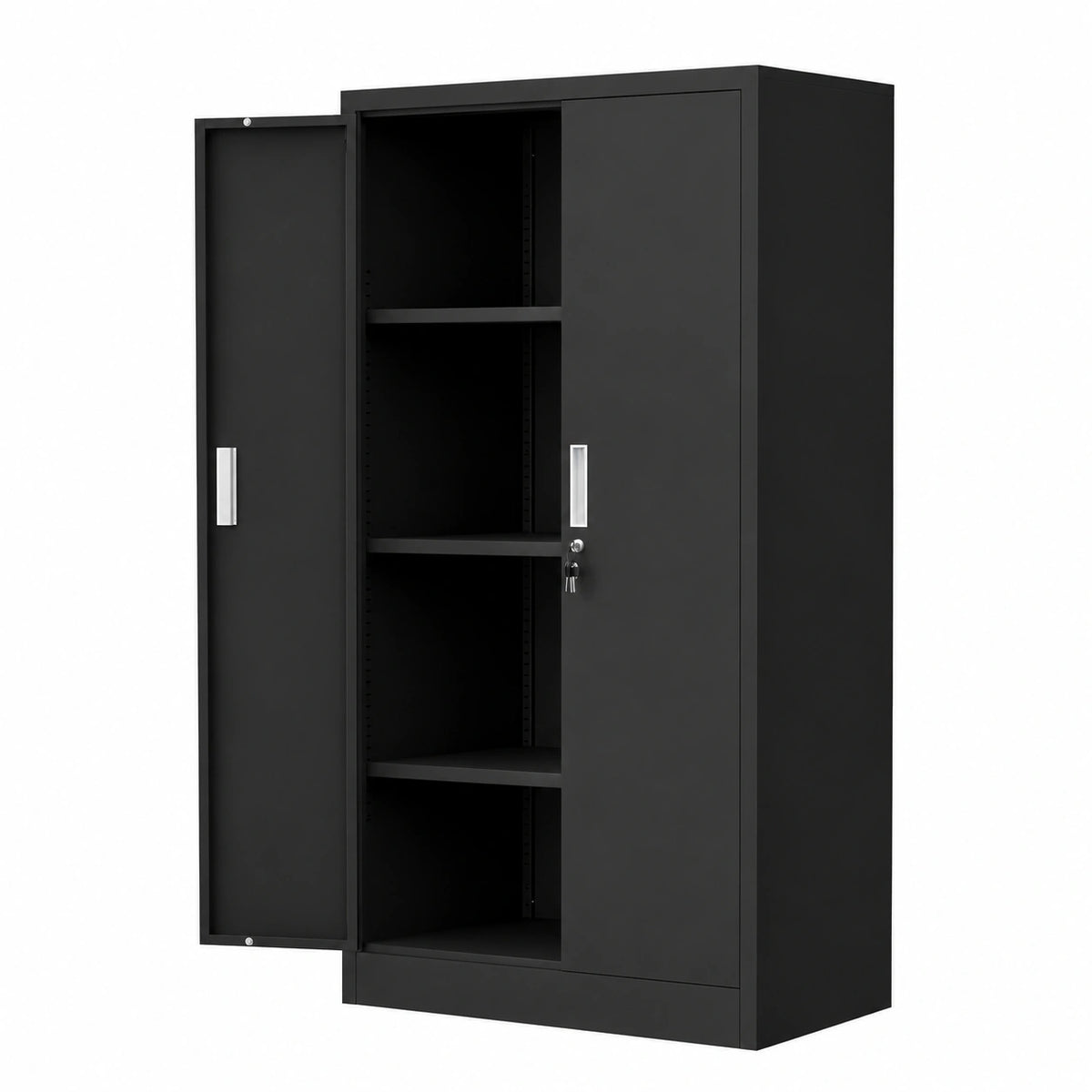 Black metal filing cabinet, 136x80x40 cm, ideal for kitchen, household, and office storage, by neltrava.