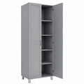 Modern gray kitchen cabinet by neltrava with multiple doors, 187 cm tall, suitable for dining room, kitchen, or living room.