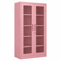 Pink metal kitchen cabinet by neltrava, 185 cm tall, with doors and handles, suitable for household storage and modern kitchen decor.