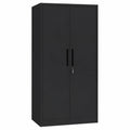 Black metal storage cabinet with shelves from neltrava, ideal for kitchen, household, and living room organization.