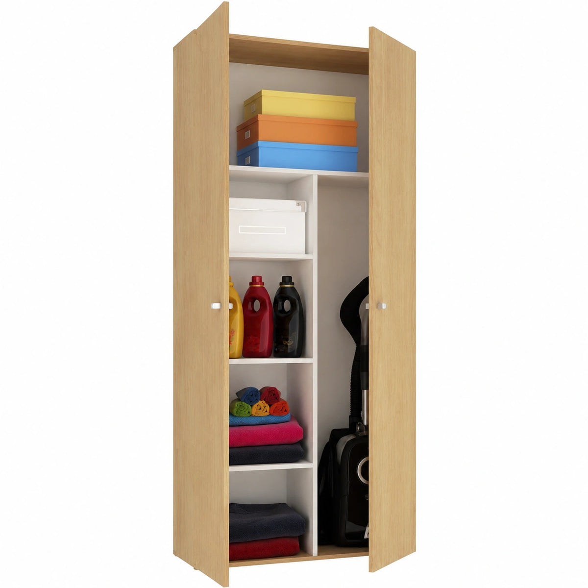 Wooden kitchen cabinet by neltrava with sleek design, featuring doors and storage space for household organization.