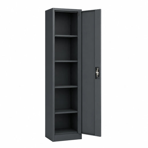 Anthrazit metallischer Aktenschrank, 185 cm hoch, für Büro- und Haushaltorganisation, von neltrava