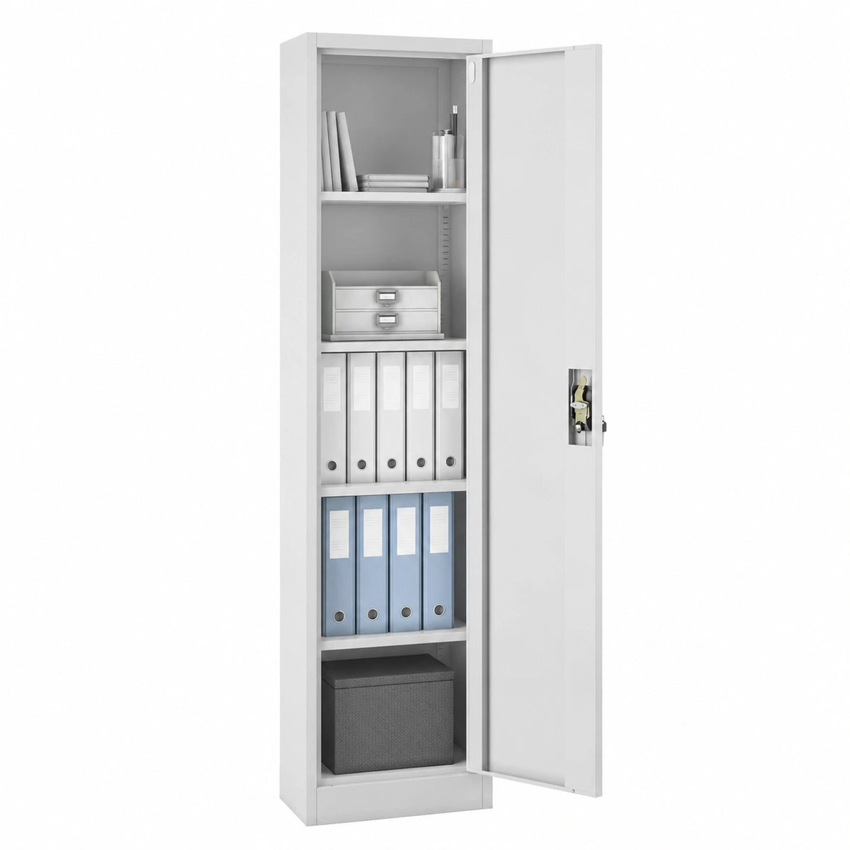 Gray 185 cm metal filing cabinet by neltrava, ideal for storage and home organization in workshops or offices.