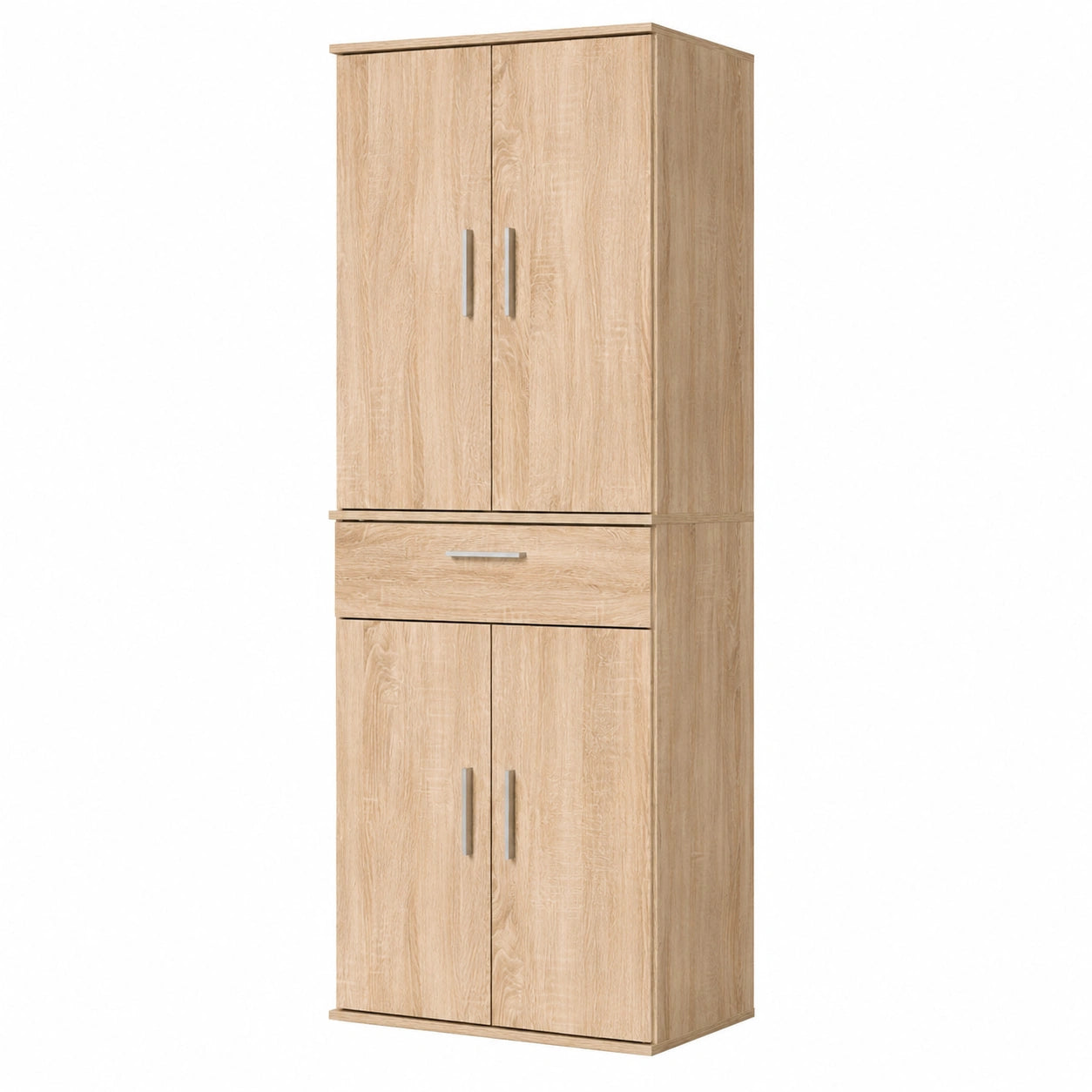 Two-piece multifunctional storage cabinet in Sonoma oak and brown, made of Eichenholz, ideal for kitchen and home organization.