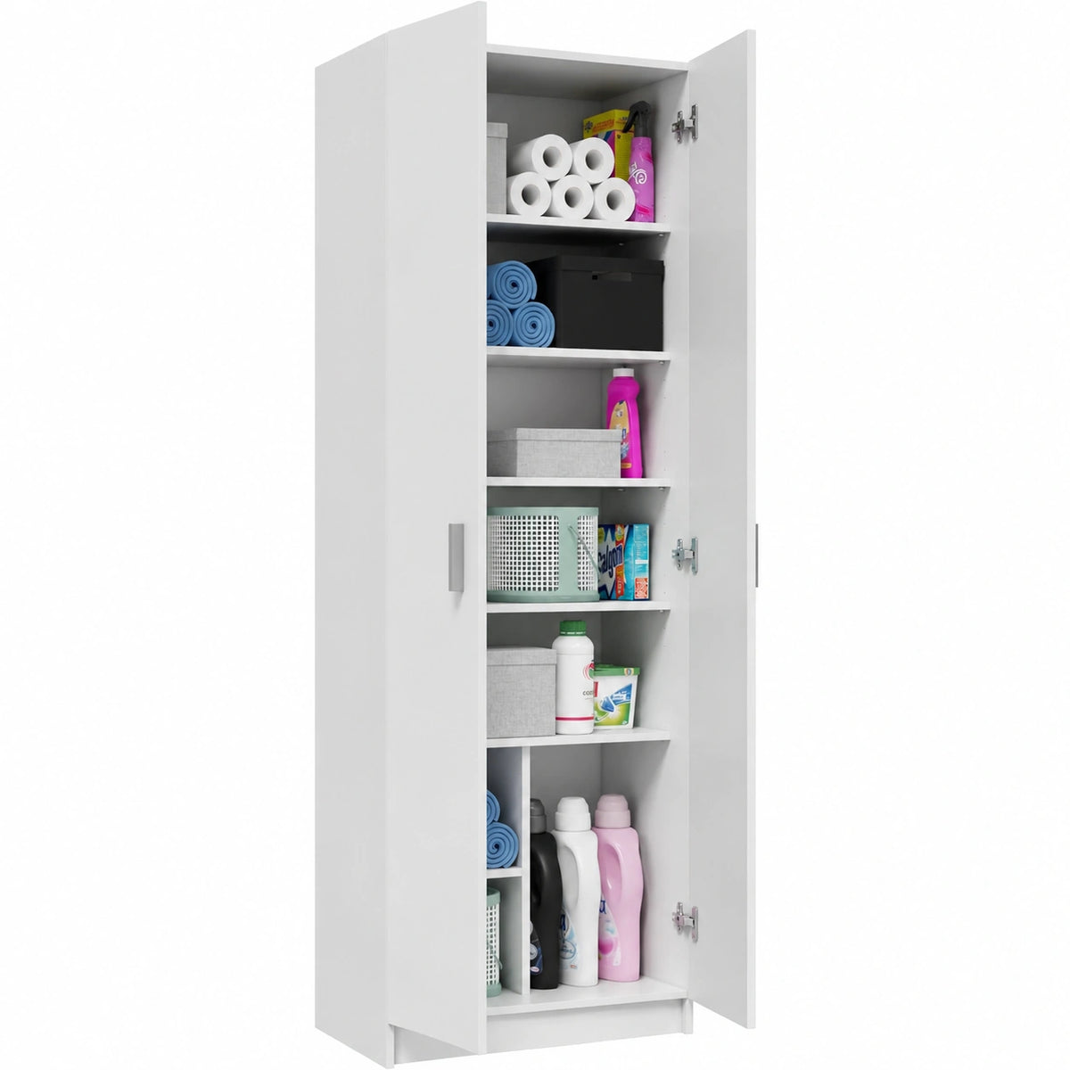 Neltrava shoe cabinet with multiple doors and shelves, 59x180x37 cm, ideal for bedroom and hallway storage.