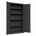 Black Neltava office filing cabinet with multiple doors and shelves, measuring 90x40x185 cm, suitable for office storage.