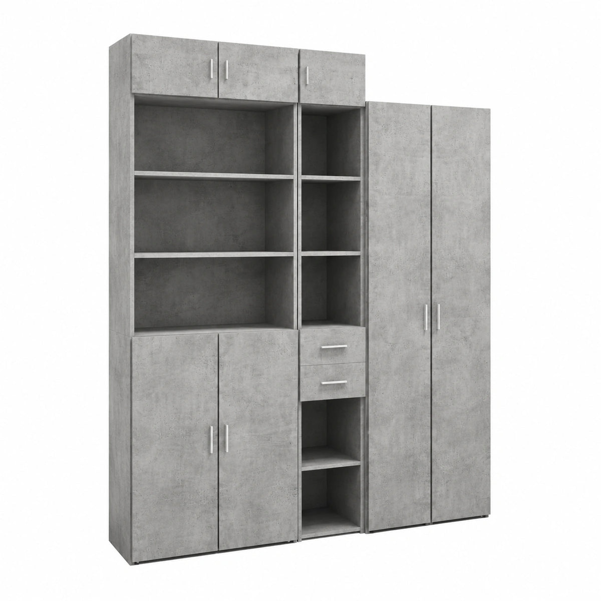Neltrava highboard in betongrau with storage, modern wood-effect finish, suitable for kitchen, living room, or hallway.