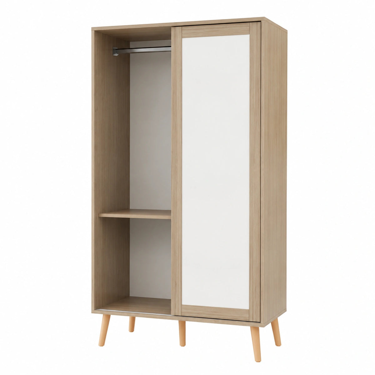 Neltrava wooden wardrobe in natural finish, 80x46x141.5 cm, suitable for bedrooms and children's rooms, storage furniture.