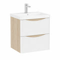 Hängender Badezimmerschrank aus Eichenholz mit 50 cm Breite und Schubladen, ideal für Küche, Haushalt und Wohnen.