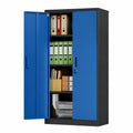 Adjustable black and blue storage cabinet by neltrava, ideal for organizing office or home files and supplies.