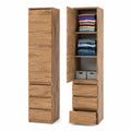 Neltrava wooden wardrobe with 40cm width, with drawers, modular design, made of oak, suitable for bedroom, office, or hallway.