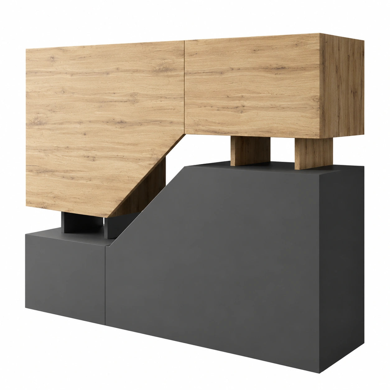 Neltrava anthracite cabinet with multiple doors, suitable for living room or hallway storage, modern kitchen furniture