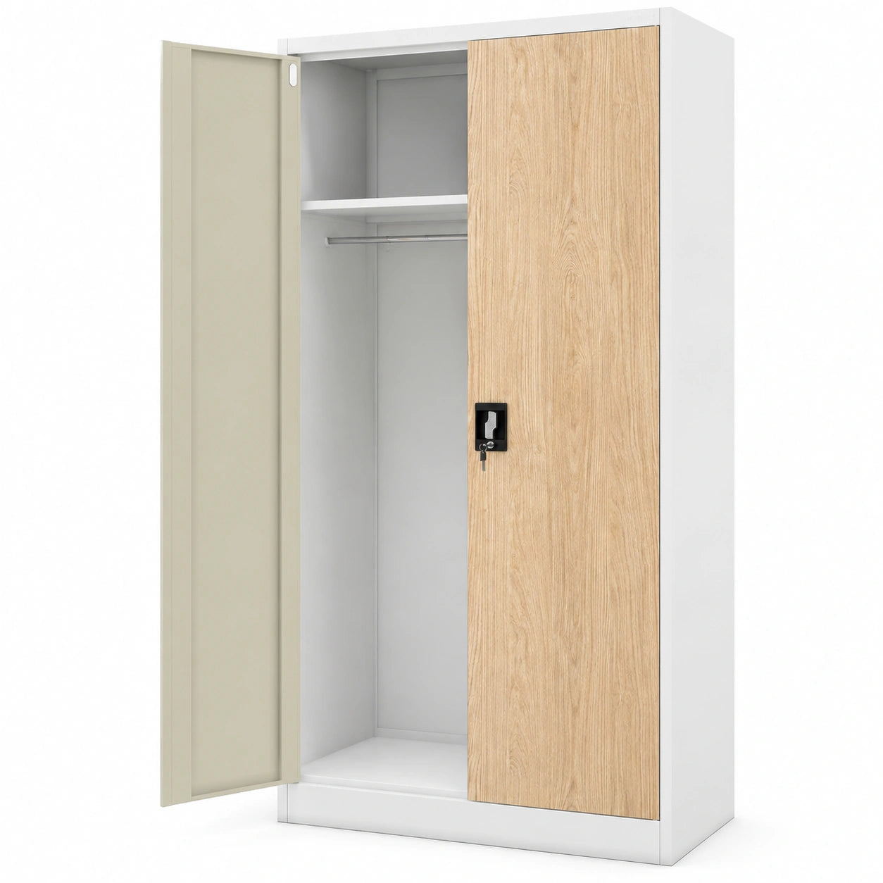 Neltrava wardrobe for kitchen or household storage, featuring sleek wood finish and modern design.