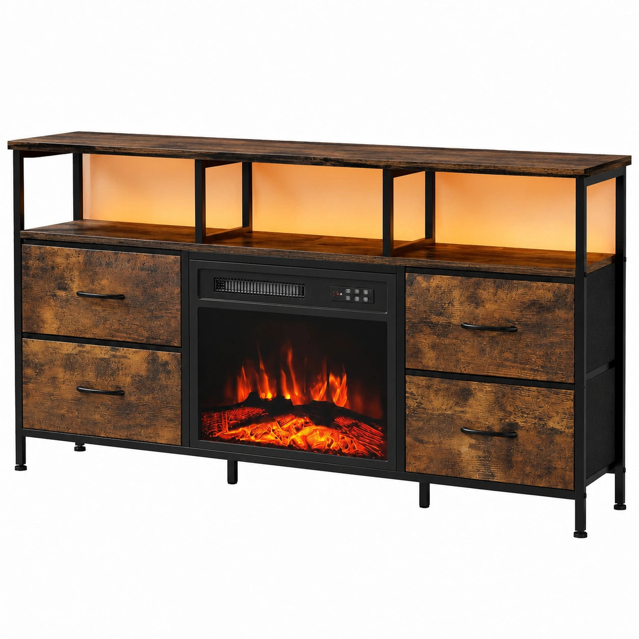 Neltrava brown cabinet with multiple drawers, ideal for living room or bedroom storage, featuring a sleek modern design.