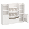 Wooden children's bookshelf by neltrava, 140.5cm tall, 33cm wide, 108.2cm high, ideal for kids' rooms, kitchen, or home storage.