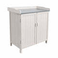 Neltrava wooden garden cabinet, 98x48x95 cm, for outdoor storage on garden, terrace, or balcony
