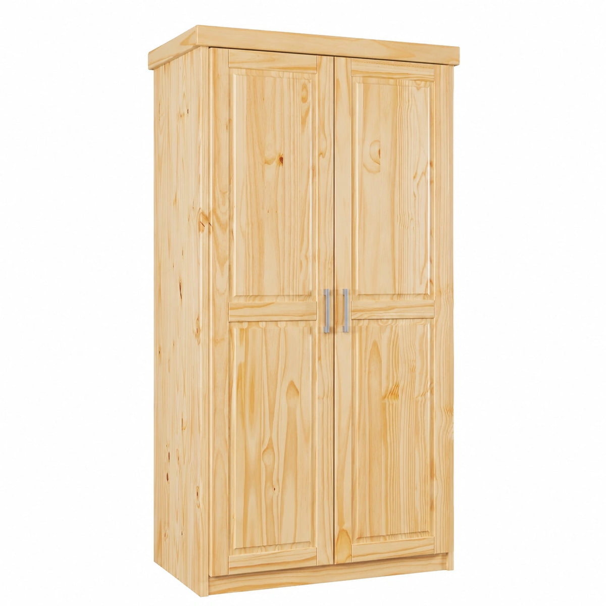 Kleiderschrank mit mehreren Türen aus Kiefernholz in Naturfarben, ideal für Schlafzimmer, von neltrava, Möbel für Haushalt und Wohnen.