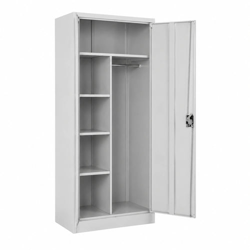 Neltrava gray office cabinet with shelves, measuring 180×80×40 cm, suitable for kitchen, household, and living room storage.