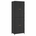 Black rattan garden cabinet measuring 59x40x180 cm, ideal for outdoor storage and garden organization by neltrava.