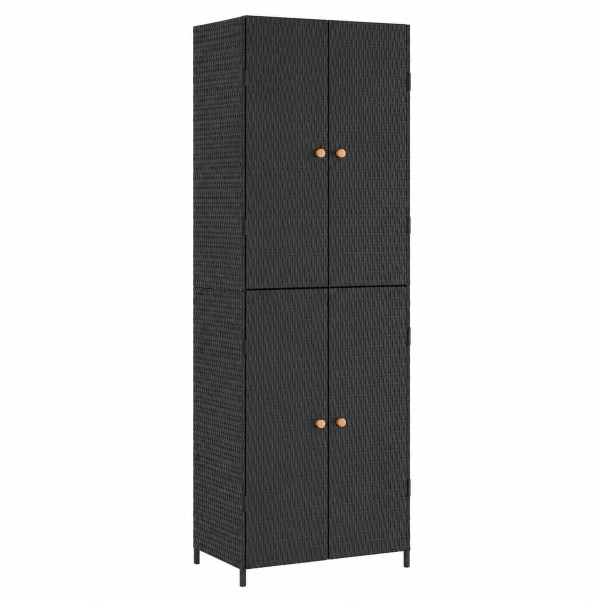 Black rattan garden cabinet measuring 59x40x180 cm, ideal for outdoor storage and garden organization by neltrava.